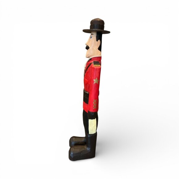 RCMP Officer Statue in Red Serge Canadiana Wooden 13" Moustache Stetson - Picture 3 of 7
